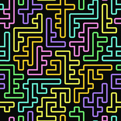 Abstract geometric pattern with maze, diagonal stripes and lines. Op art seamless background.