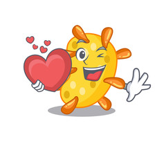 A sweet vibrio cartoon character style with a heart