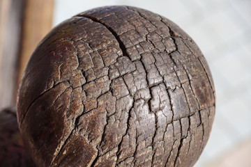 brown wooden door knob close up