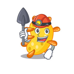 Vibrio miner cartoon design concept with tool and helmet