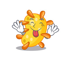 An amusing face vibrio cartoon design with tongue out
