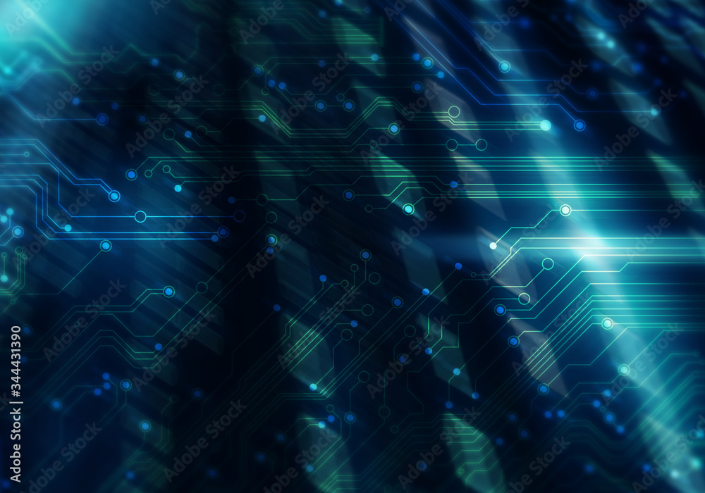 Poster electronics and technology. circuit board pattern illustration