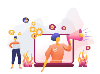 Word of mouth promotion flat vector illustration.