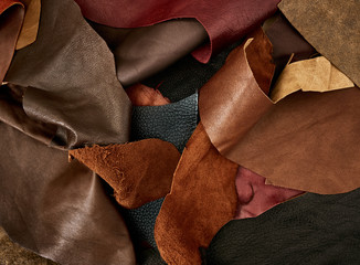 Leather samples in various colors.