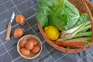 Set of spring greens with cabbage and meadow