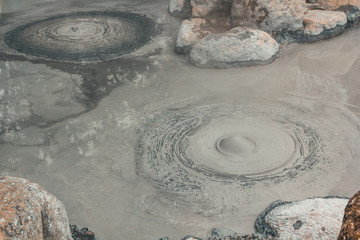 Monks' heads, a boiling mud hot spring
