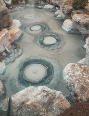 Monks' heads, a boiling mud hot spring