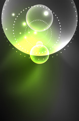 Neon shiny transparent glowing circles with light effects. Techno futuristic vector abstract background For Wallpaper, Banner, Background, Card, Book Illustration, landing page