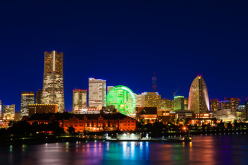 Naklejka premium 横浜 みなとみらい 夜景