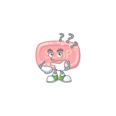 Obraz premium Pink soap mascot design concept having confuse gesture