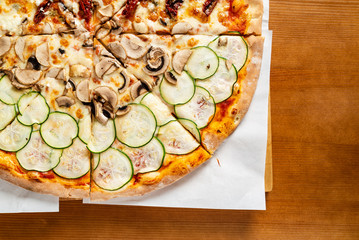 italian pizza on the wooden background