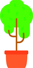 Simple Colored Illustration of a Japanese Bonsai Tree