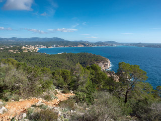 Fototapeta na wymiar South wes trail around Majorca island. Sa Llobassa bay view