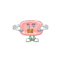 Pink soap mascot cartoon design with quiet finger gesture