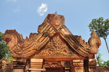 Cambodia Angkor wat temple with Buddhism relief sculpture on ancient architecture heritage.  