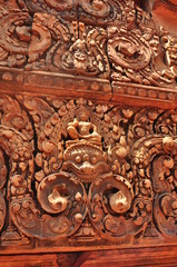 Cambodia Angkor wat temple with Buddhism relief sculpture on ancient architecture heritage.  