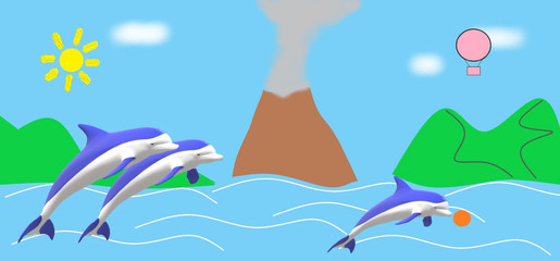 summer landscape with the sun and the sea