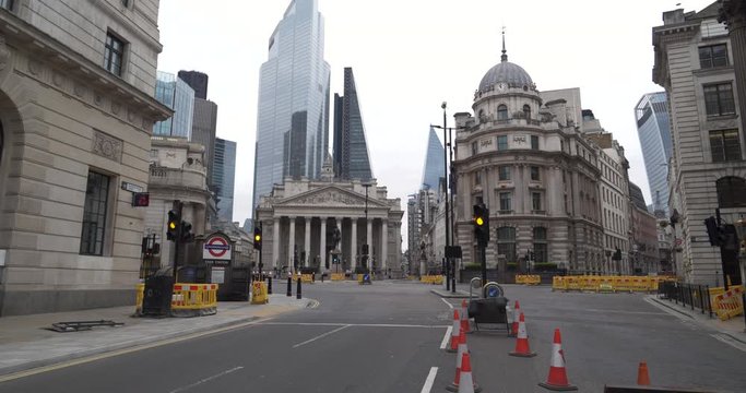 Bank of England, Empty London during the coronavirus lockdown, A lonely city curing the pandemic