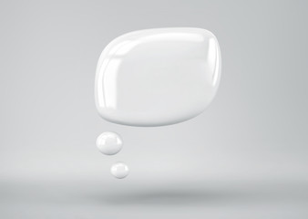 White speech bubble on gray background