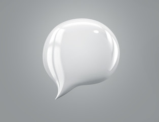 White speech bubble on gray background. Clipping path included