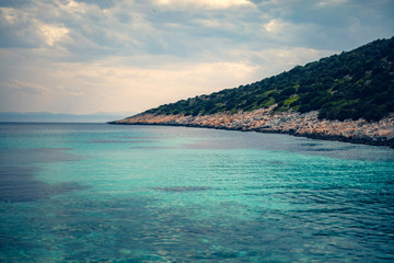 Fototapeta premium Distant remote island paradise with exotical vivid colors.