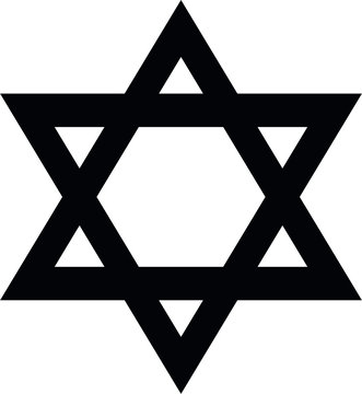 Black Flat Silhouette of Jewish Star of David