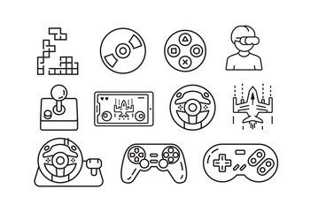 Video games icons. Linear symbols in vector.