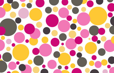 illustration of a pattern of circles and bubbles of pink, yellow, gray