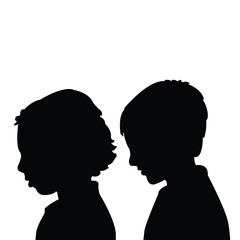 children heads silhouette vector