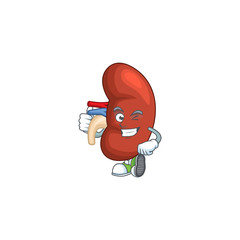 Mascot design style of right human kidney showing Thumbs up finger