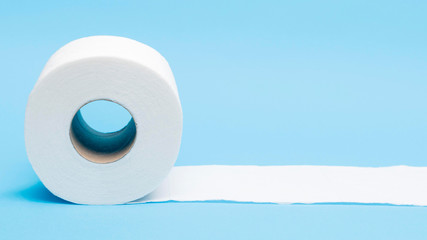 Front view of toilet paper roll with copy space