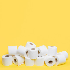 High angle of toilet paper rolls with copy space