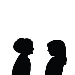 chidlren talking heads, silhouette vector