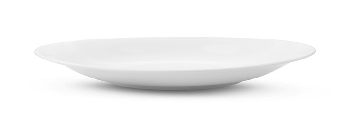 empty white ceramics plate on white background