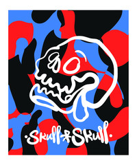 Street based graffiti alphabet and Skull Illustration with abstract background