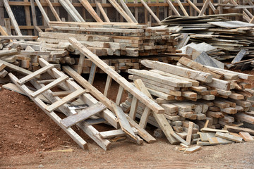 wooden ladder and timbers