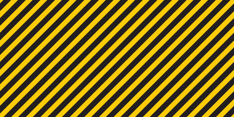 Black yellow stripes wall Hazard industrial striped road warning Yellow black diagonal stripes Seamless pattern Vector - obrazy, fototapety, plakaty