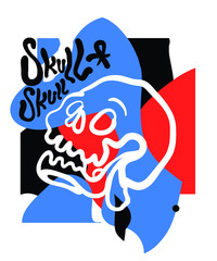 Street based graffiti alphabet and Skull Illustration with abstract background
