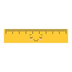 Cartoon cute sleeping school ruler isolated on white background for educational, school or office design. Kawaii style