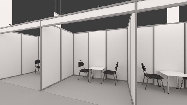 Modular Exhibition stand design system. 3D render.