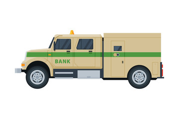 Armored Cash Vehicle, Banking, Currency and Valuables Transportation, Bank Security Finance Service Vector Illustration