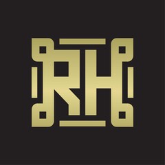 RH Logo monogram with piece line art design template