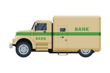 Armored Cash Truck, Banking, Currency and Valuables Transportation, Security Finance Service Vector Illustration