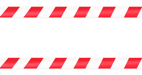 Red and white warning tapes on an isolated white background. Concept for protecting people from coronavirus infection. Copy space for text.