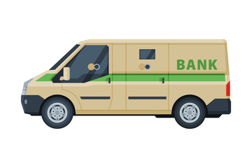 Armored Bank Van Car, Banking, Currency and Valuables Transportation, Security Finance Service Vector Illustration