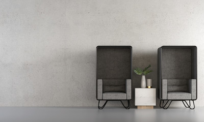 New normal after covid living room interior design and concrete wall 