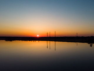 Beautiful shore riverside Lielupe photo with late sunset. Photo taken in Europe, Latvia.