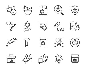 set of cannabis icons, hemp