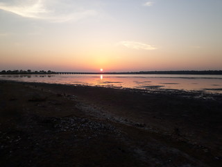 Dusk and the sunset in backwaters.