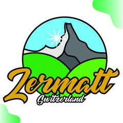 Zermatt, Switzerland Travel Logo Vector